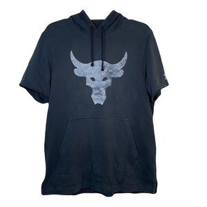 Under Armour Hoodie Mens Medium Gray Project Rock Short Sleeve Pocket Dwayne